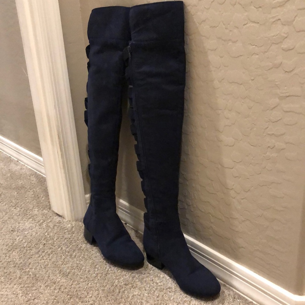 Over the knee blue Nine West boots
